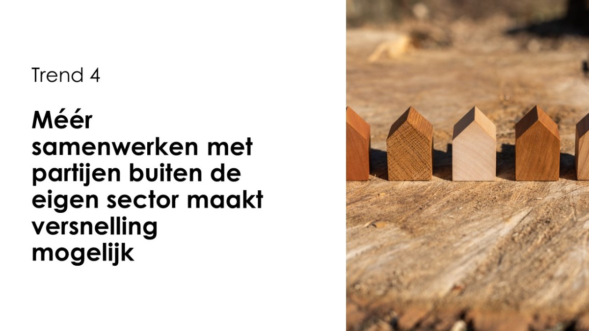 Visuele weergave met de tekst: Méér samenwerken met partijen buiten de eigen sector maakt versnelling mogelijk